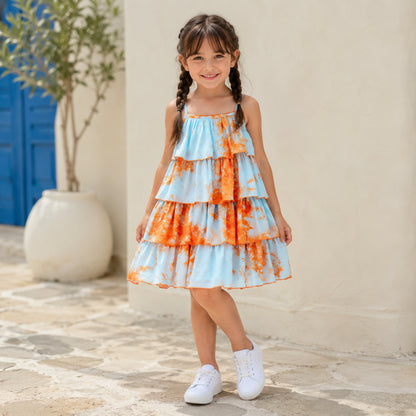 The Magic Wand Cotton Woven Tie & Dye Dress - Blue