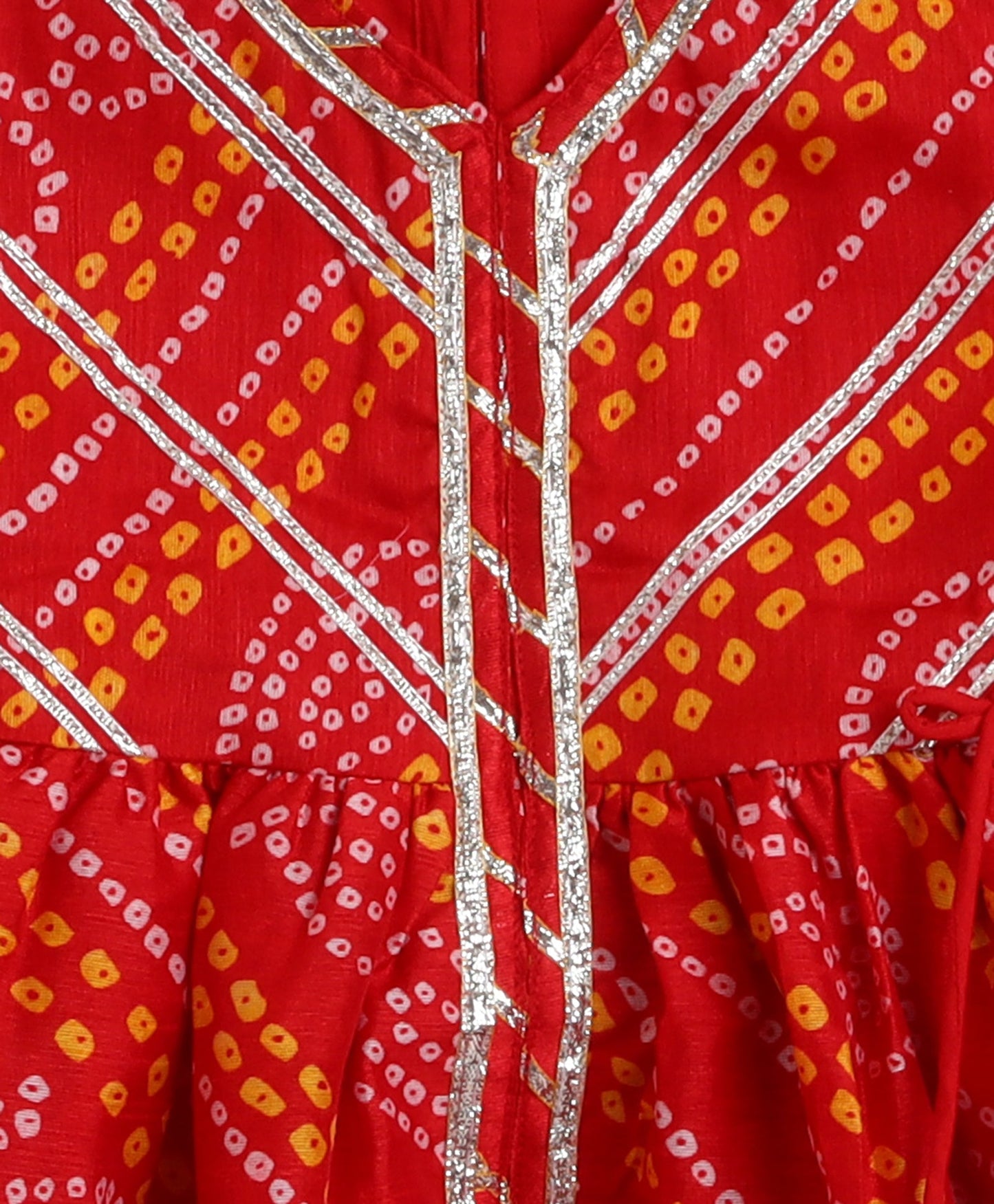 The Magic Wand Cotton Woven Sleeveless Bandhani Printed Kurta and Pant Set- Red
