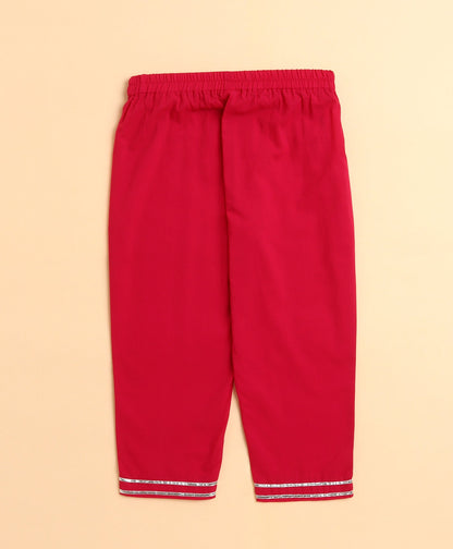 The Magic Wand Cotton Woven Sleeveless Bandhani Printed Kurta and Pant Set- Red