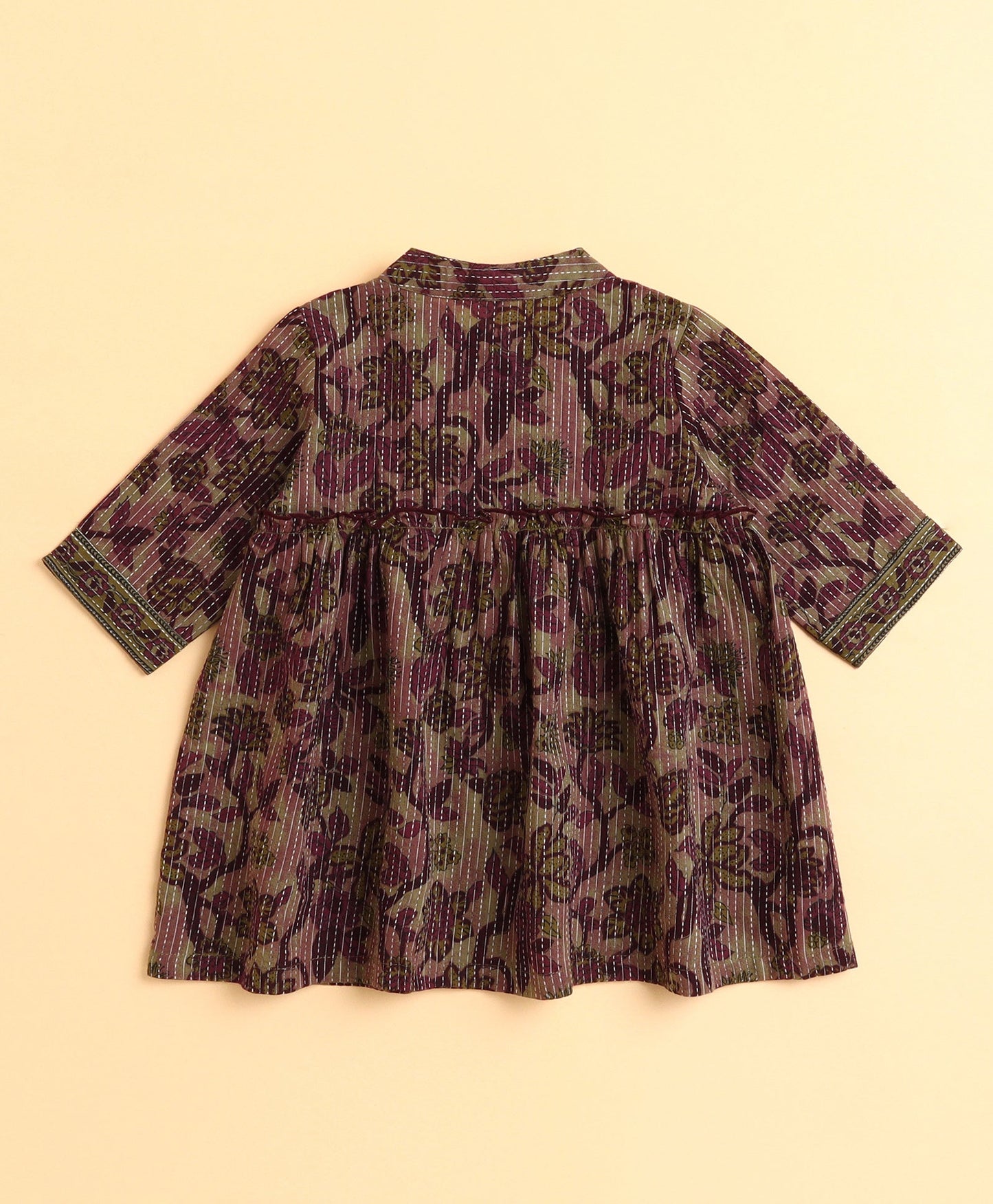 The Magic Wand Cotton Woven Three Fourth Sleeves Floral Printed Top and Bottom co ordinating Set- Wine