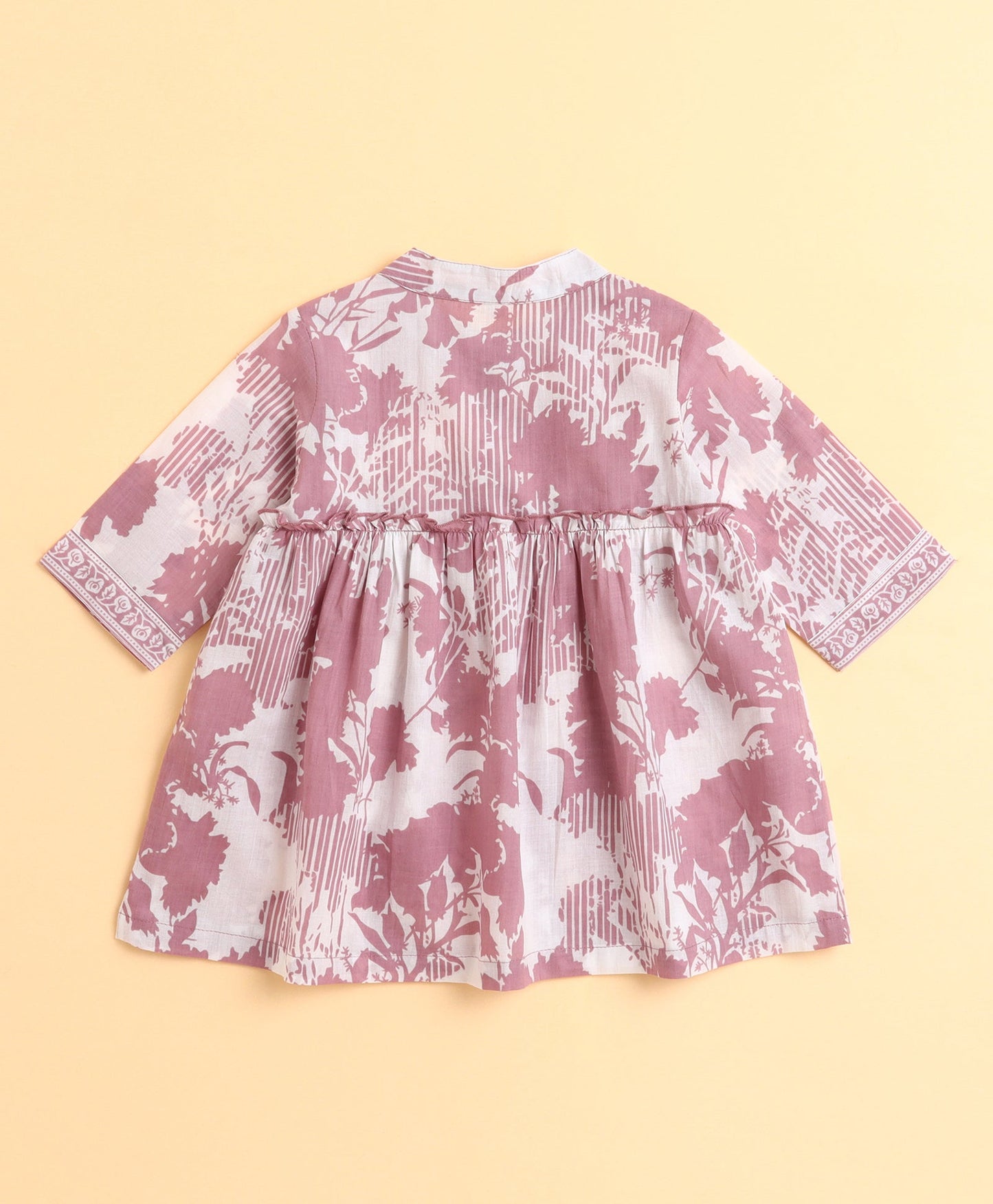 The Magic Wand Cotton Woven Three Fourth Sleeves Floral Printed Top and Bottom co ordinating Set- Onion Pink