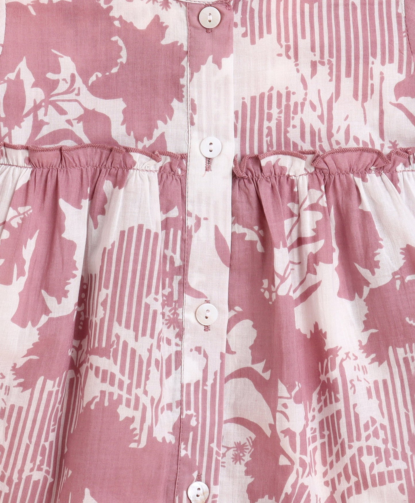 The Magic Wand Cotton Woven Three Fourth Sleeves Floral Printed Top and Bottom co ordinating Set- Onion Pink