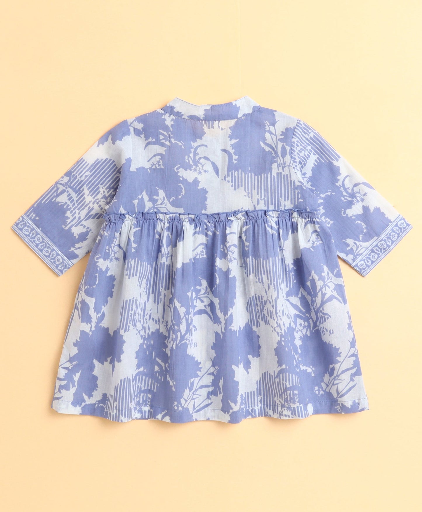 The Magic Wand Cotton Woven Three Fourth Sleeves Floral Printed Top and Bottom co ordinating Set- Blue