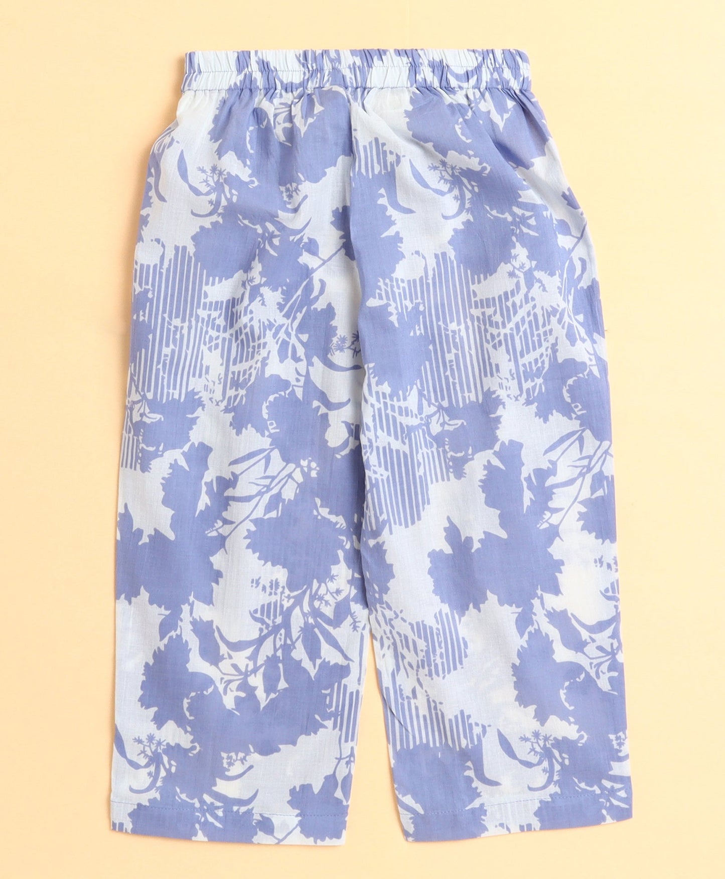 The Magic Wand Cotton Woven Three Fourth Sleeves Floral Printed Top and Bottom co ordinating Set- Blue