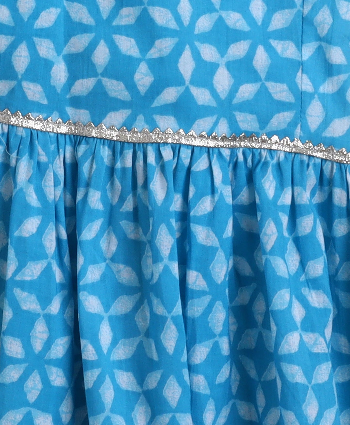The Magic Wand Cambric Cotton woven Shoulder Tie Ups Printed Kurta Sharara Dupatta Set- Blue