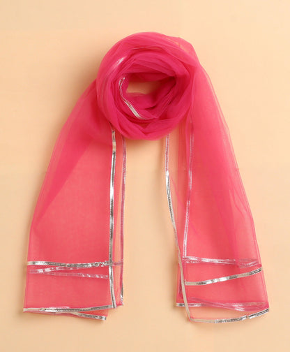 The Magic Wand Cambric Cotton woven Shoulder Tie Ups Printed Kurta Sharara Dupatta Set- Pink