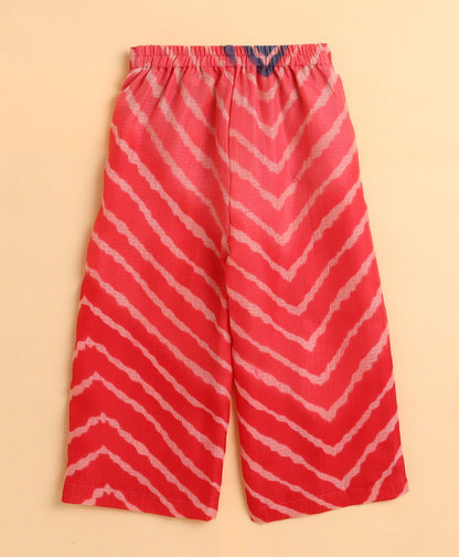 The Magic Wand Sleeveless Zig Zag Printed Waist Coat and Plazzo Set - Blue