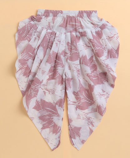 The Magic Wand Cambric Cotton printed Singlet Front Slit Kurta and Dhoti Set - Pink