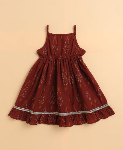 The Magic Wand Cambric Cotton Singlet Ikat Printed Kurta and Sharara Set - Red