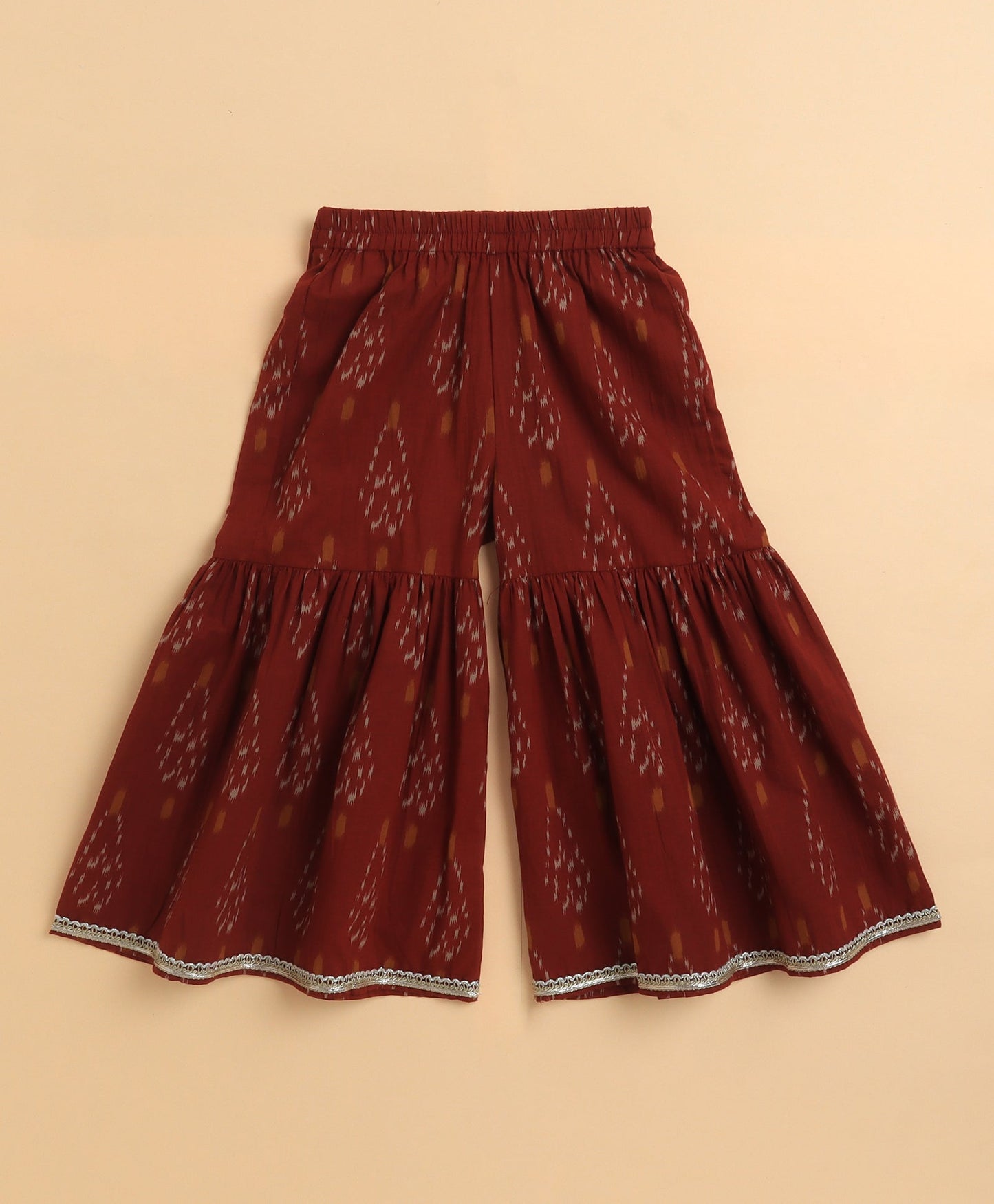 The Magic Wand Cambric Cotton Singlet Ikat Printed Kurta and Sharara Set - Red
