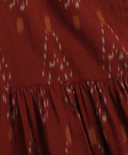 The Magic Wand Cambric Cotton Singlet Ikat Printed Kurta and Sharara Set - Red