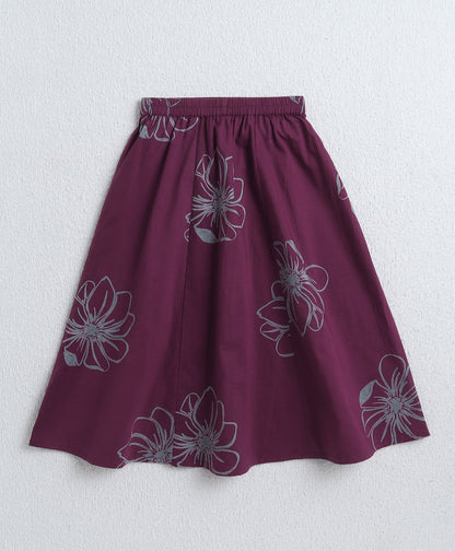 The Magic Wand Cambric Cotton Halter Neck AII Over Printed Choli and Lehenga with Dupatta Set- Wine