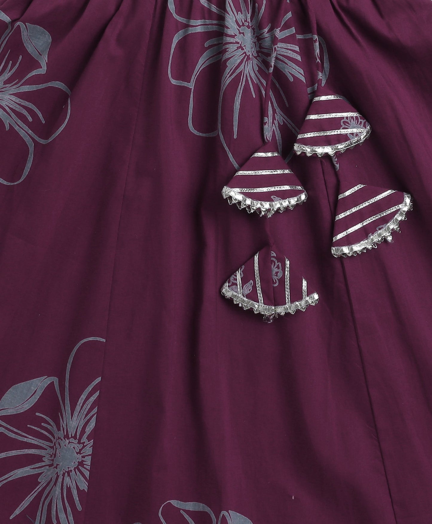 The Magic Wand Cambric Cotton Halter Neck AII Over Printed Choli and Lehenga with Dupatta Set- Wine