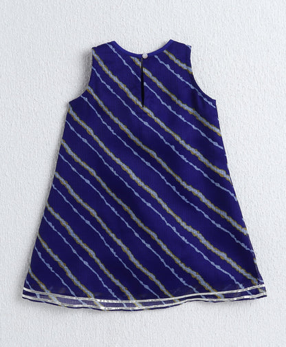 The Magic Wand Woven Sleeveless Leheriya Printed Kurta and Sharara Set with Dupatta- Royal Blue
