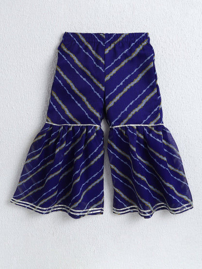 The Magic Wand Woven Sleeveless Leheriya Printed Kurta and Sharara Set with Dupatta- Royal Blue