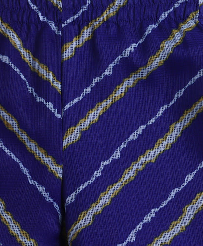 The Magic Wand Woven Sleeveless Leheriya Printed Kurta and Sharara Set with Dupatta- Royal Blue