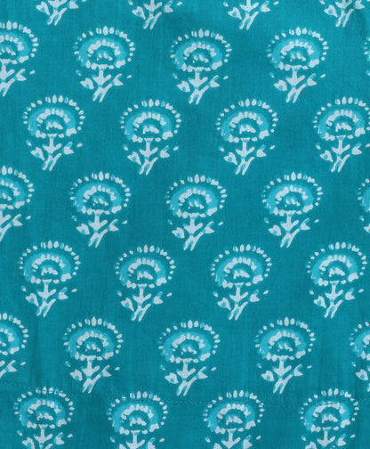 The Magic Wand Cotton Woven Shoulder Tie Ups Floral Printed Tent Top and Bottom Set - Teal Blue