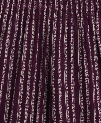 The Magic Wand Cotton Woven Elbow Sleeves Floral Printed Gota Lace Detailed Anarkali Style Kurti & Pant Set - Purple