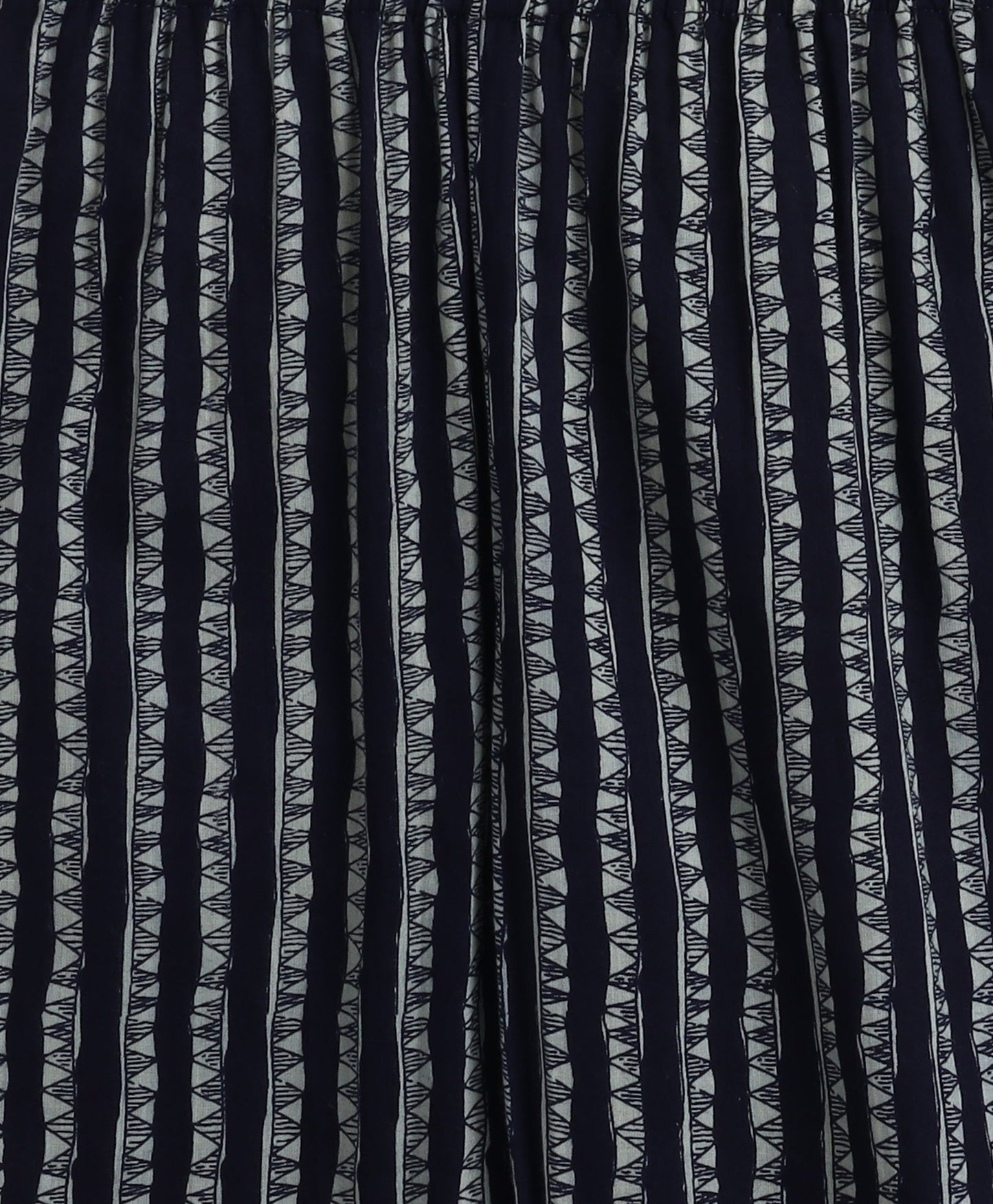 The Magic Wand Cotton Woven Elbow Sleeves Floral Printed Gota Lace Detailed Anarkali Style Kurti & Pant Set - Navy Blue
