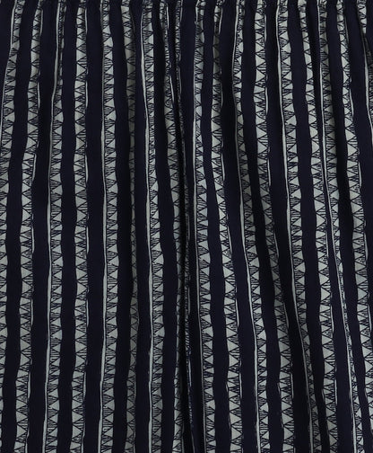 The Magic Wand Cotton Woven Elbow Sleeves Floral Printed Gota Lace Detailed Anarkali Style Kurti & Pant Set - Navy Blue