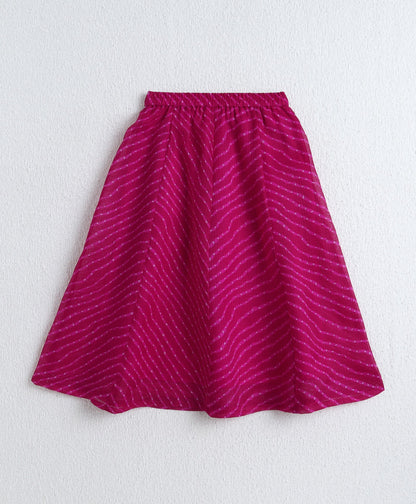 The Magic Wand Woven Puff Sleeves Leheriya Printed Choli & Lehenga Set - Fuchsia