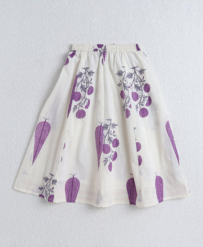 The Magic Wand Cotton Woven Ruffle Sleeves Floral Printed Choli and Lehenga Set with Dupatta - Purple