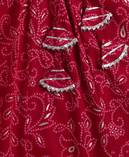 The Magic Wand Cotton Woven Half Sleeves Bandhani Printed Choli & Lehenga Set- Fuchsia