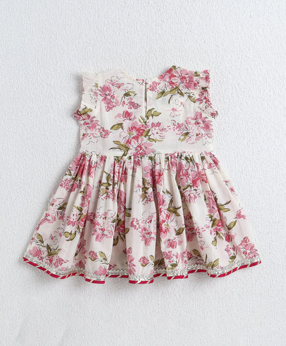 The Magic Wand Cotton Woven Frill Slevees Kurti with Flared Sharara Set- Off White