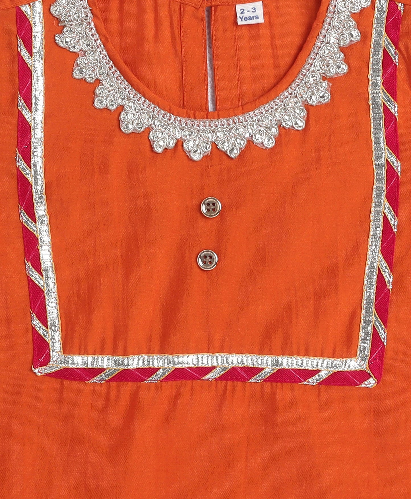 Woven Half Sleeves Floral Print with Lace Detailed Kurti and Sharara Set with Dupatta- Orange