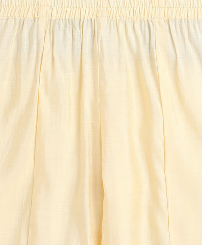 The Magic Wand Woven Three Fourth Sleeves Angrakha Style Kurta and Bottom- Yellow