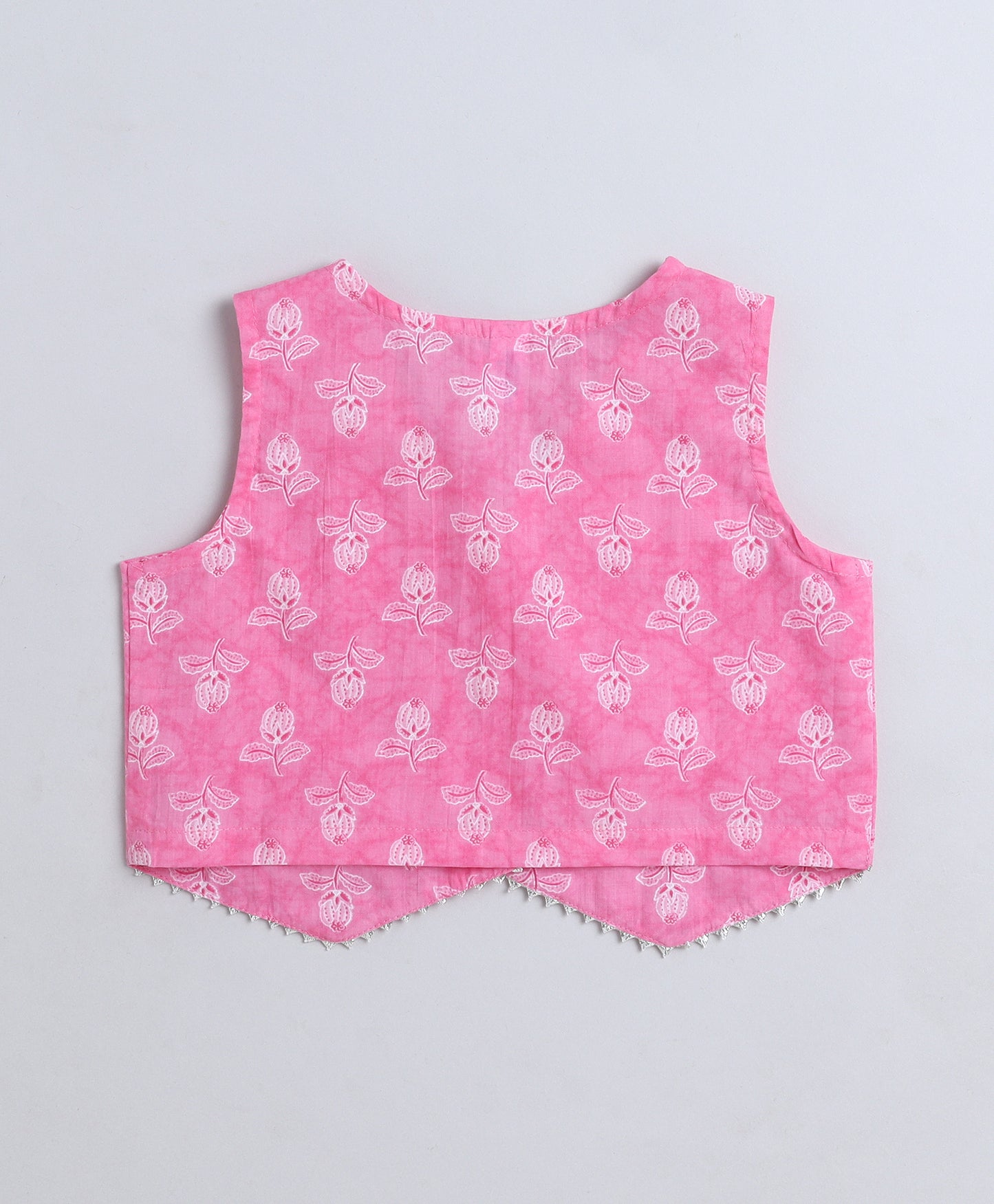 The Magic Wand Cotton Woven Sleeveless Floral Printed Waist Coat Top Peach