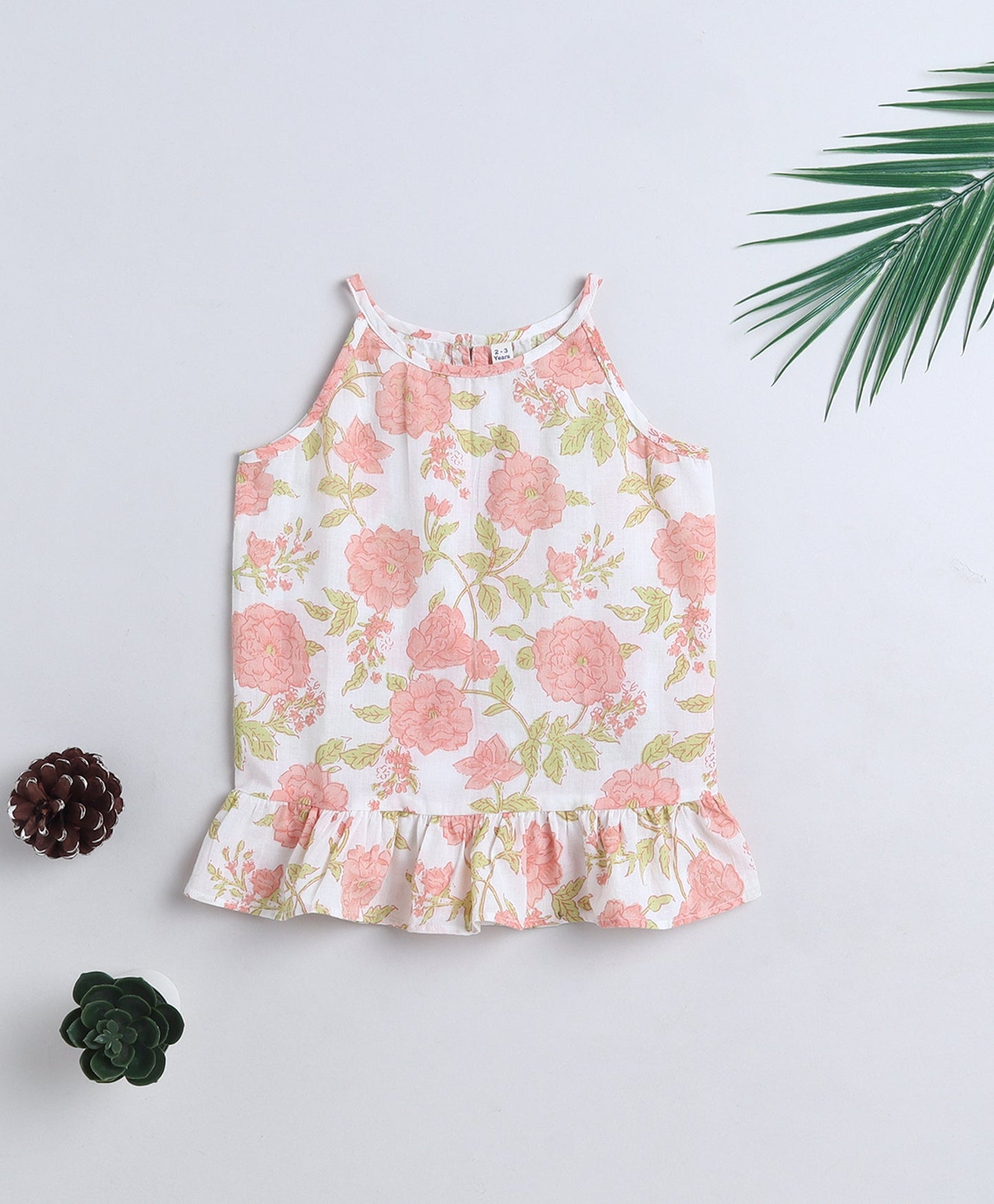 Cotton Woven Incut Floral Printed Top - Off White