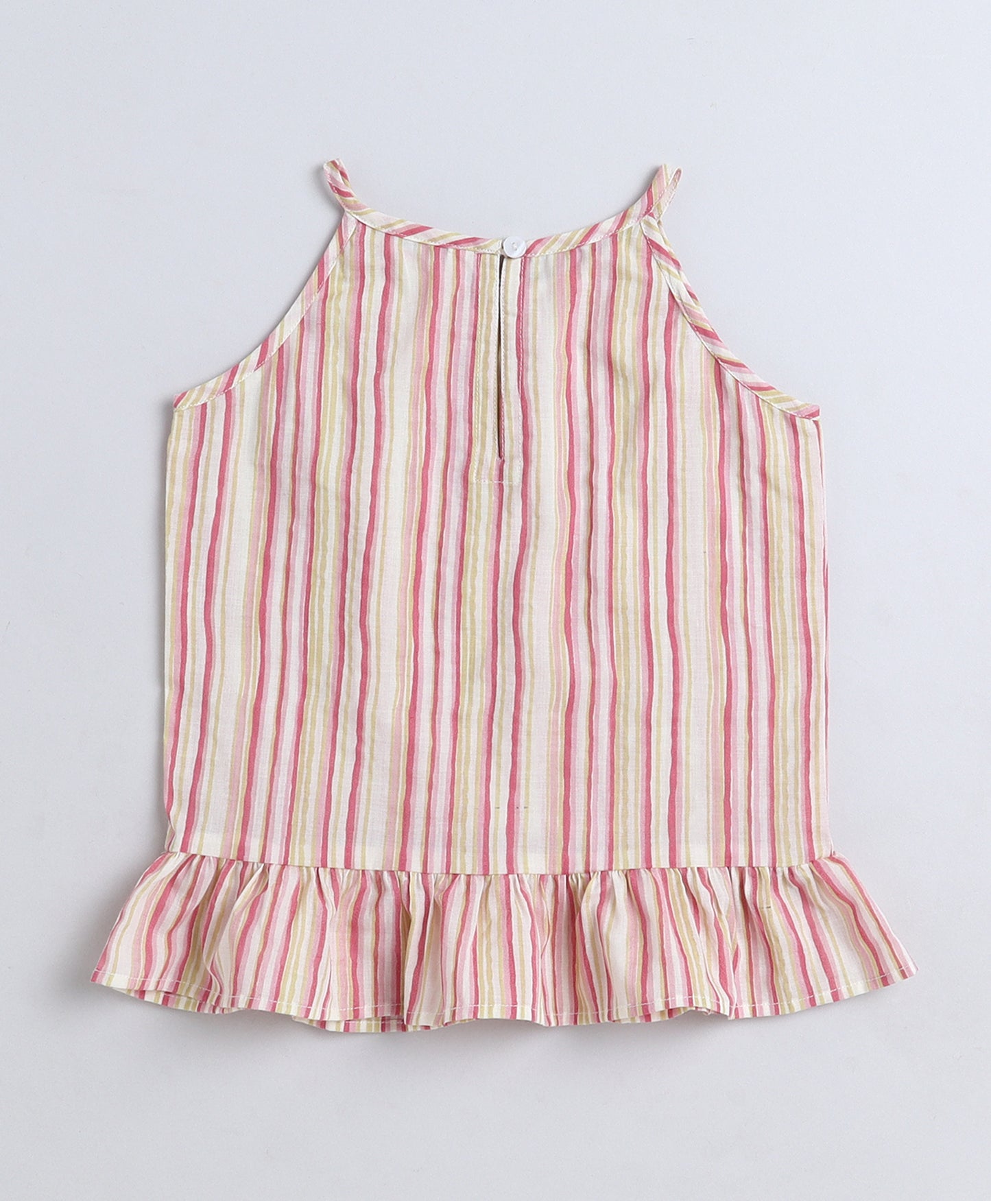 The Magic Wand Cotton Woven Incut Stripe Printed Top  Pink