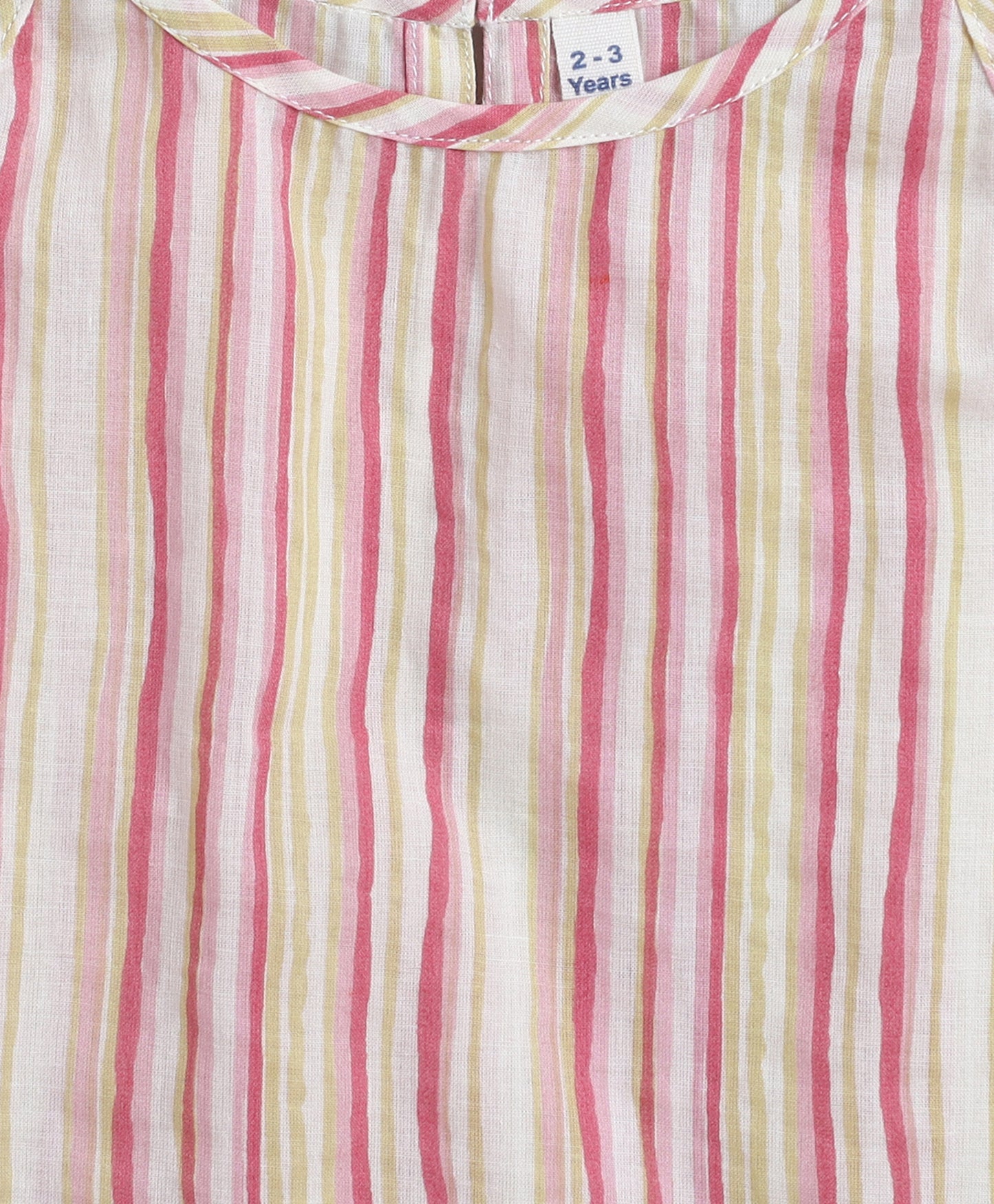 The Magic Wand Cotton Woven Incut Stripe Printed Top  Pink