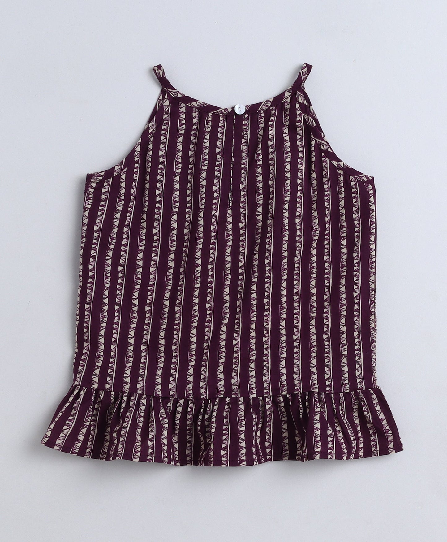 Cotton Woven Incut Stripe Printed Top - Navy Blue