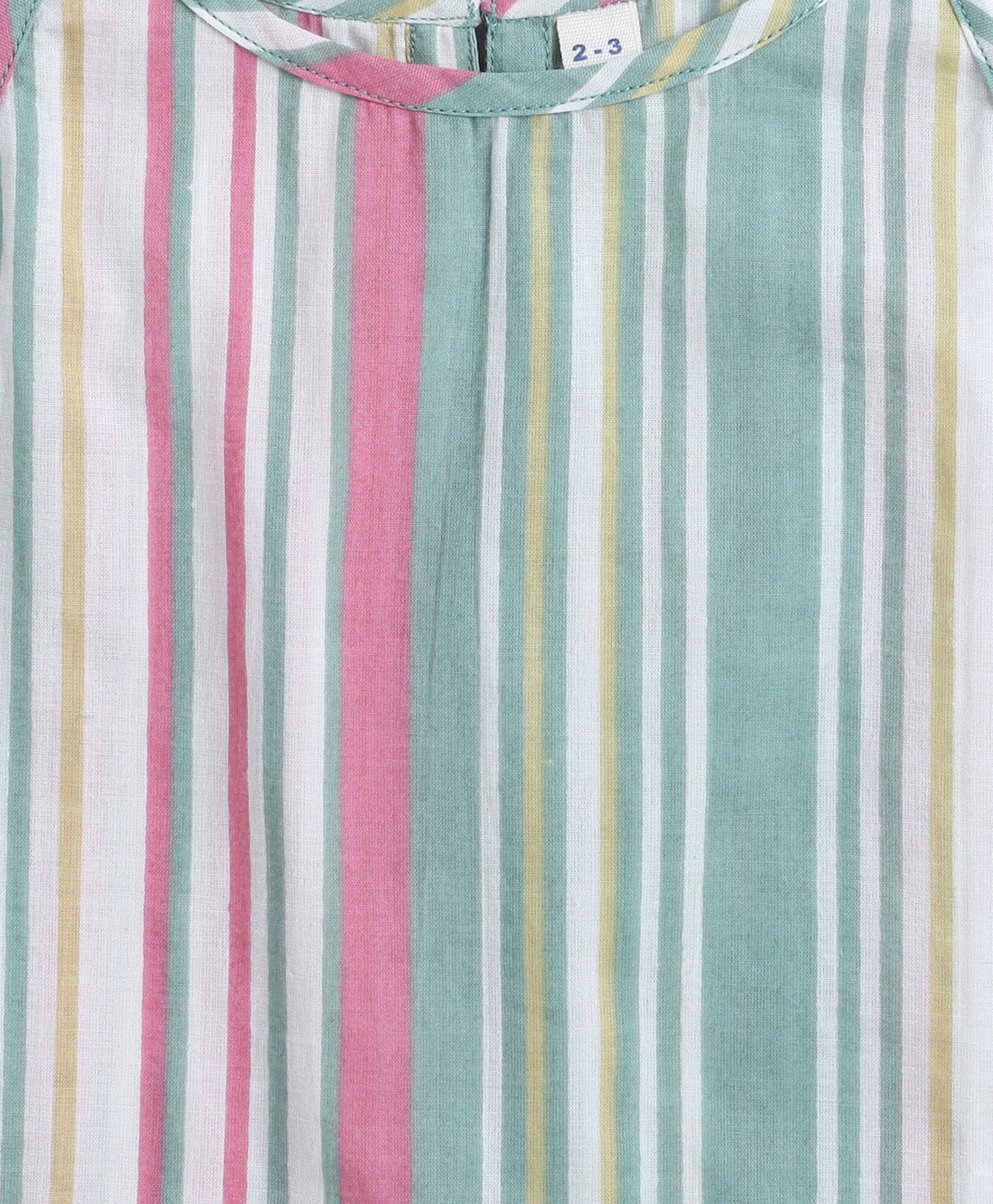 The Magic Wand Cotton Woven Incut Stripe Printed Top  Green