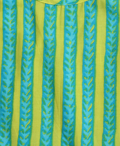 The Magic Wand Cotton Woven Incut Stripe Printed Top  Green