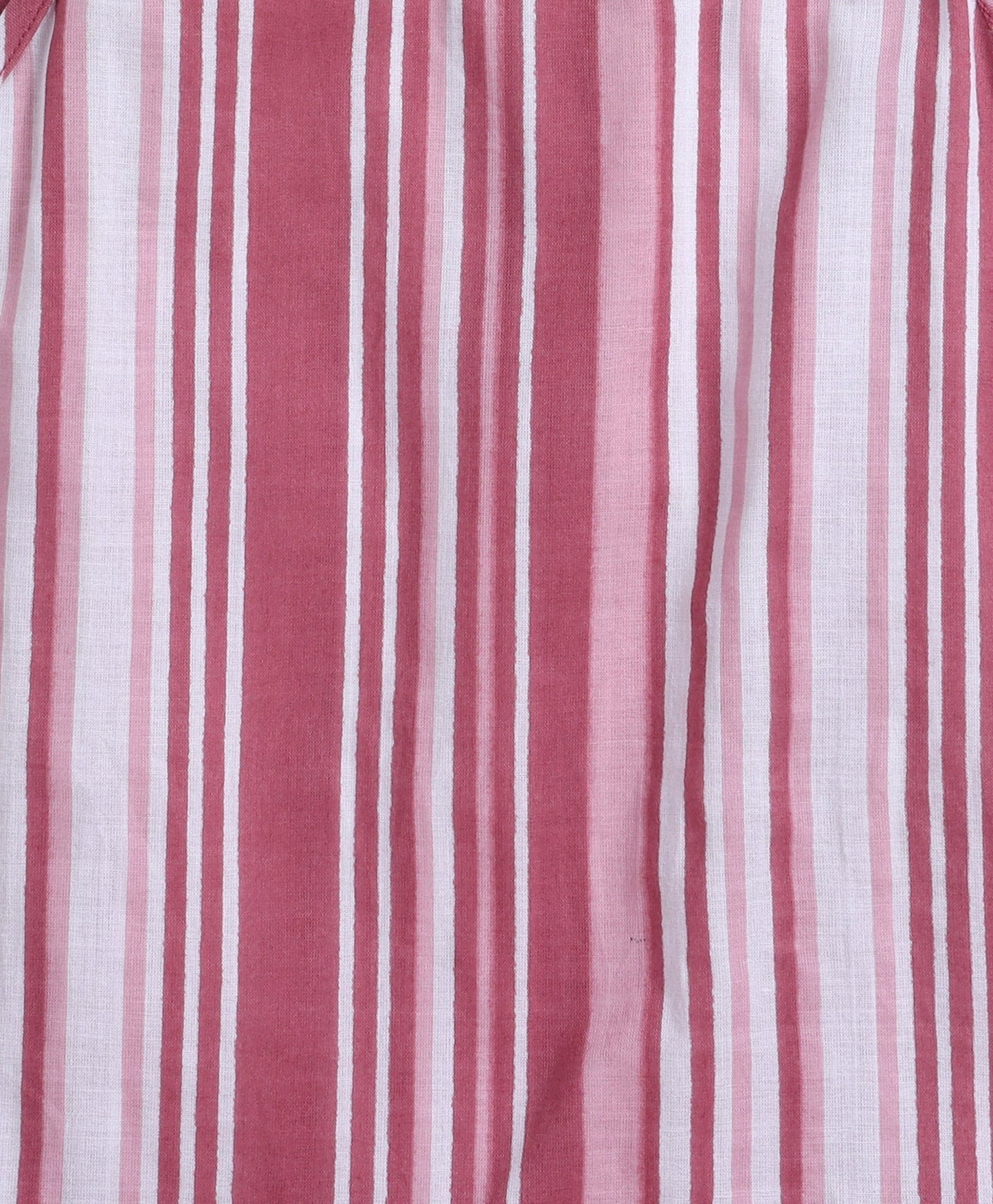 Cotton Woven Incut Stripe Printed Top - Pink