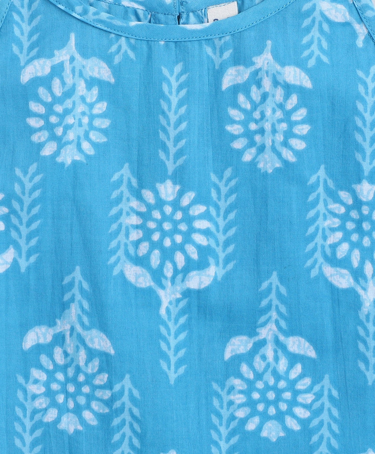 Cotton Woven Incut Floral Printed Top - Blue