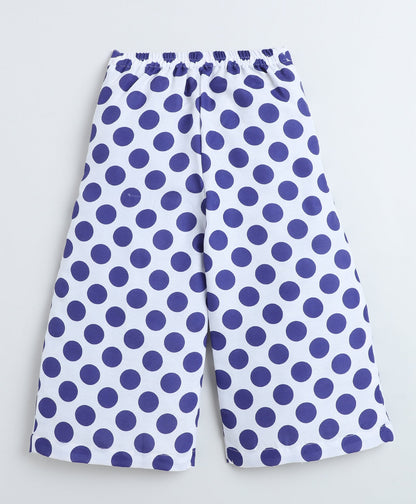 Woven Singlet Polka Dots Printed Top and Co-Ordinating Palazzo Set- Royal Blue