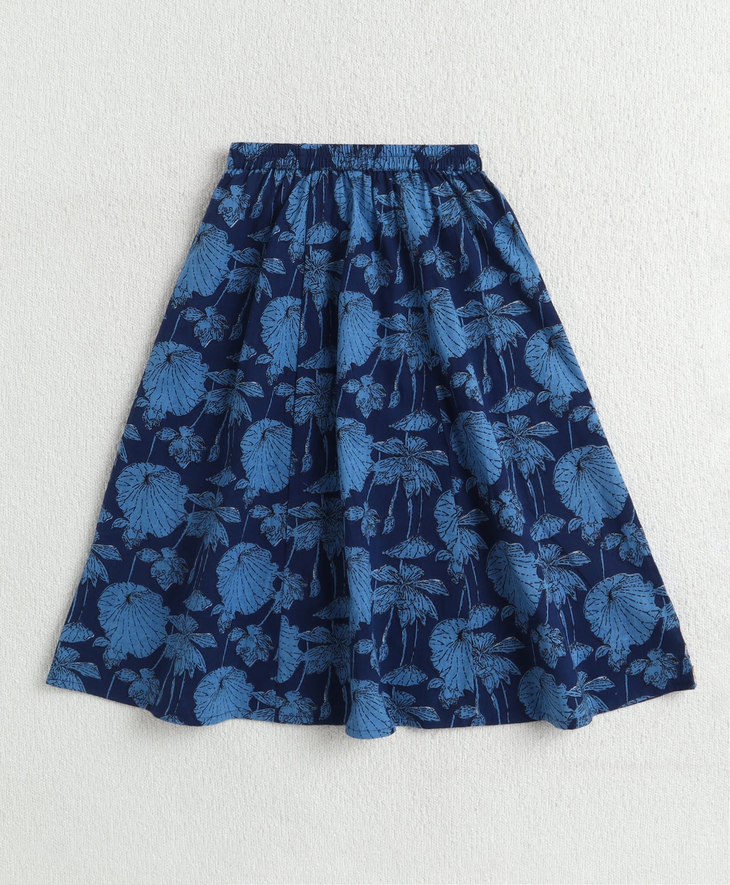 The Magic Wand Cotton Woven Sleeveless Floral Printed Lace Detail Lehenga Choli Set With Dupatta - Navy Blue