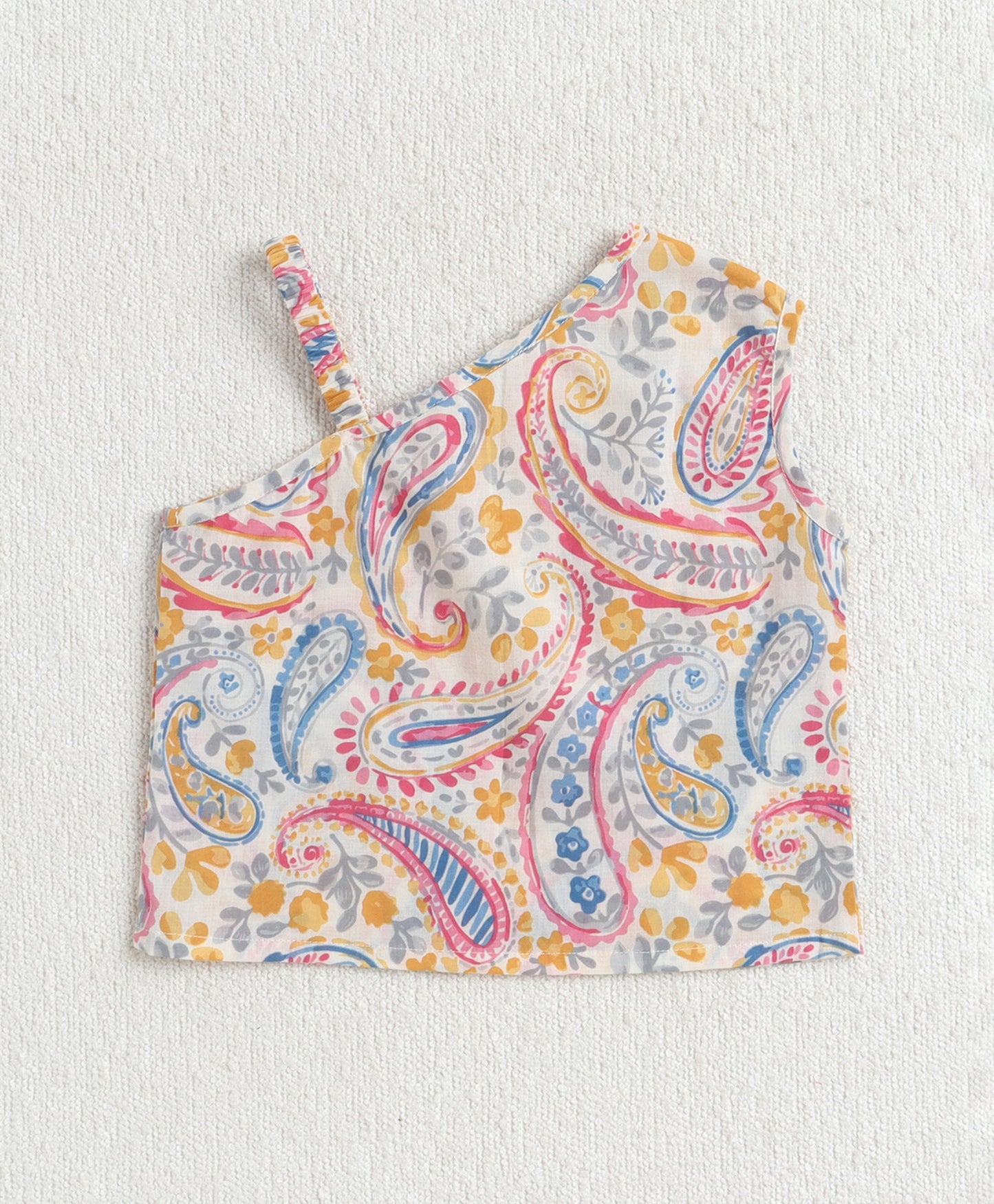 The Magic Wand Cotton Woven One Shoulder Printed Top And Palazzo Set - Multi color