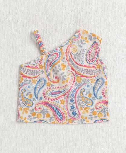The Magic Wand Cotton Woven One Shoulder Printed Top And Palazzo Set - Multi color