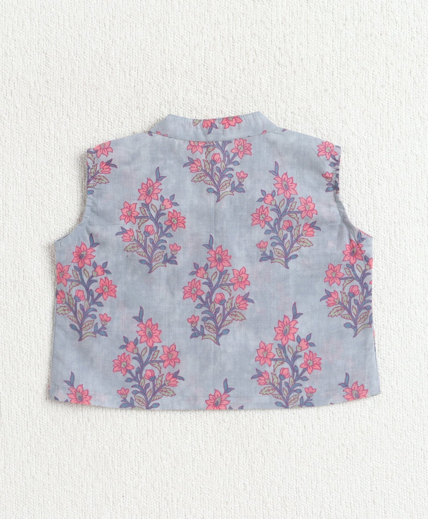 The Magic Wand Cotton Woven Sleeveless Floral Printed Top And Palazzo Set - Blue