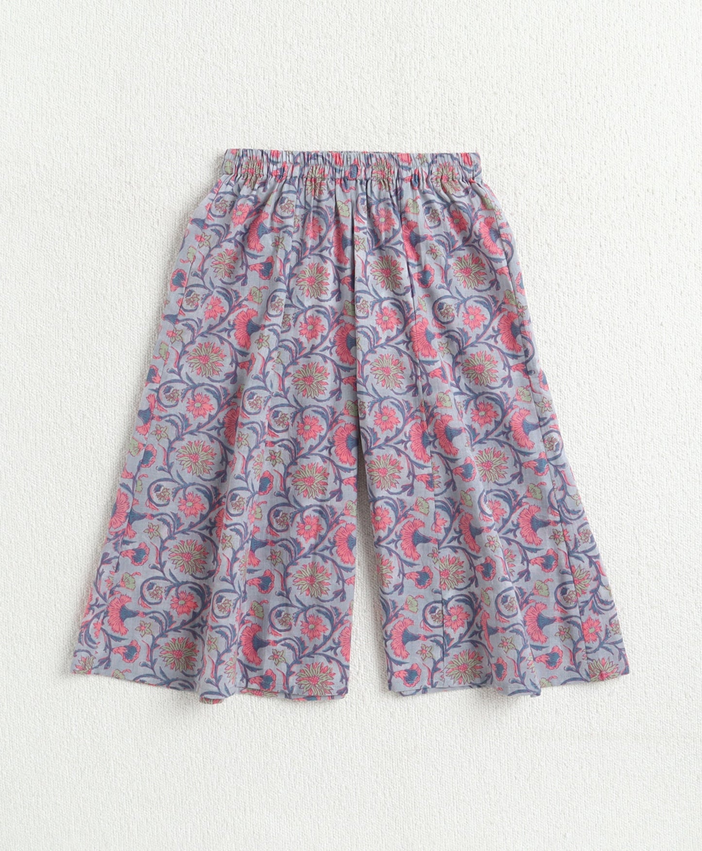 The Magic Wand Cotton Woven Sleeveless Floral Printed Top And Palazzo Set - Blue