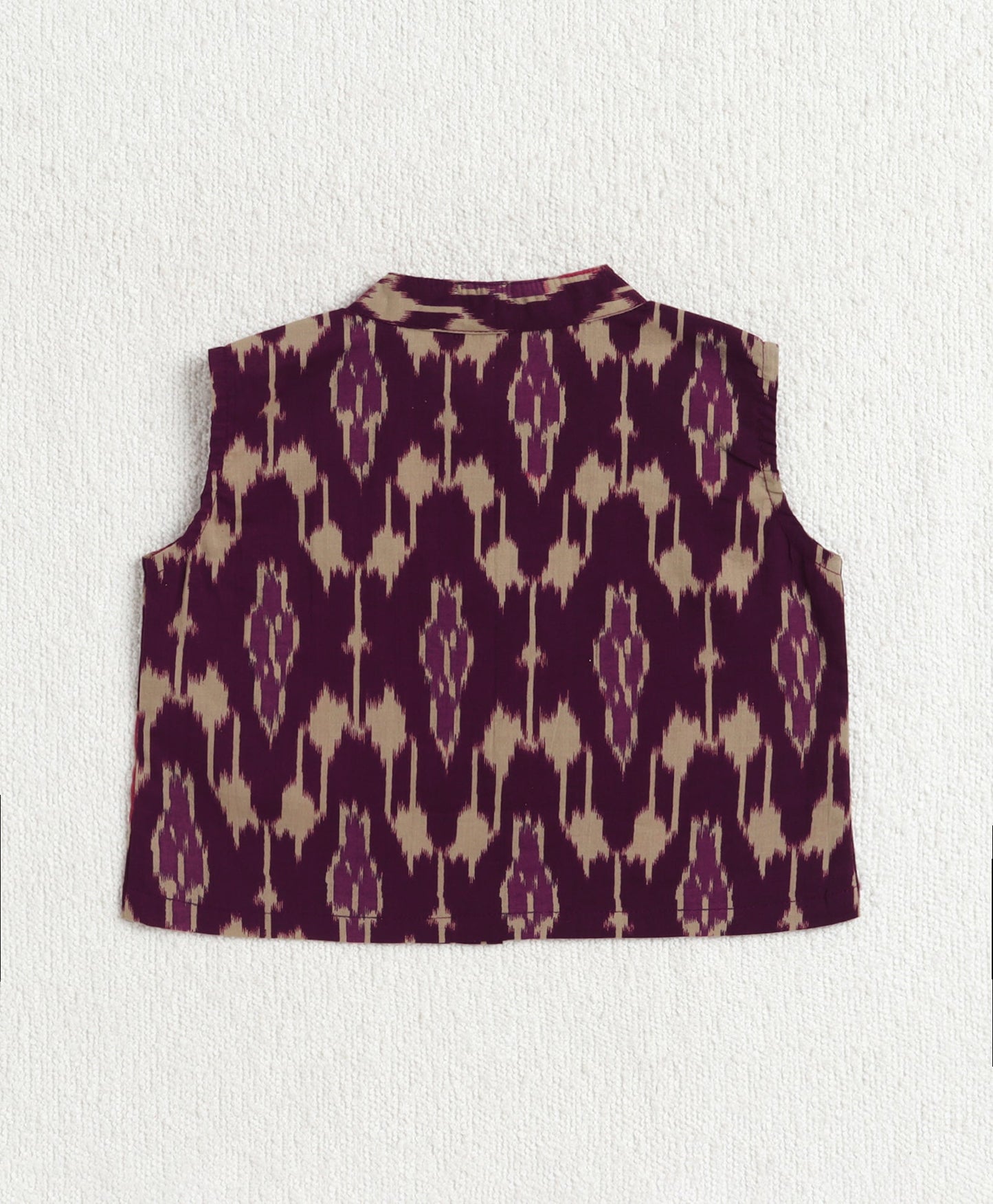 The Magic Wand Cotton Woven Sleeveless Ikat Printed Top And Palazzo Set - Purple
