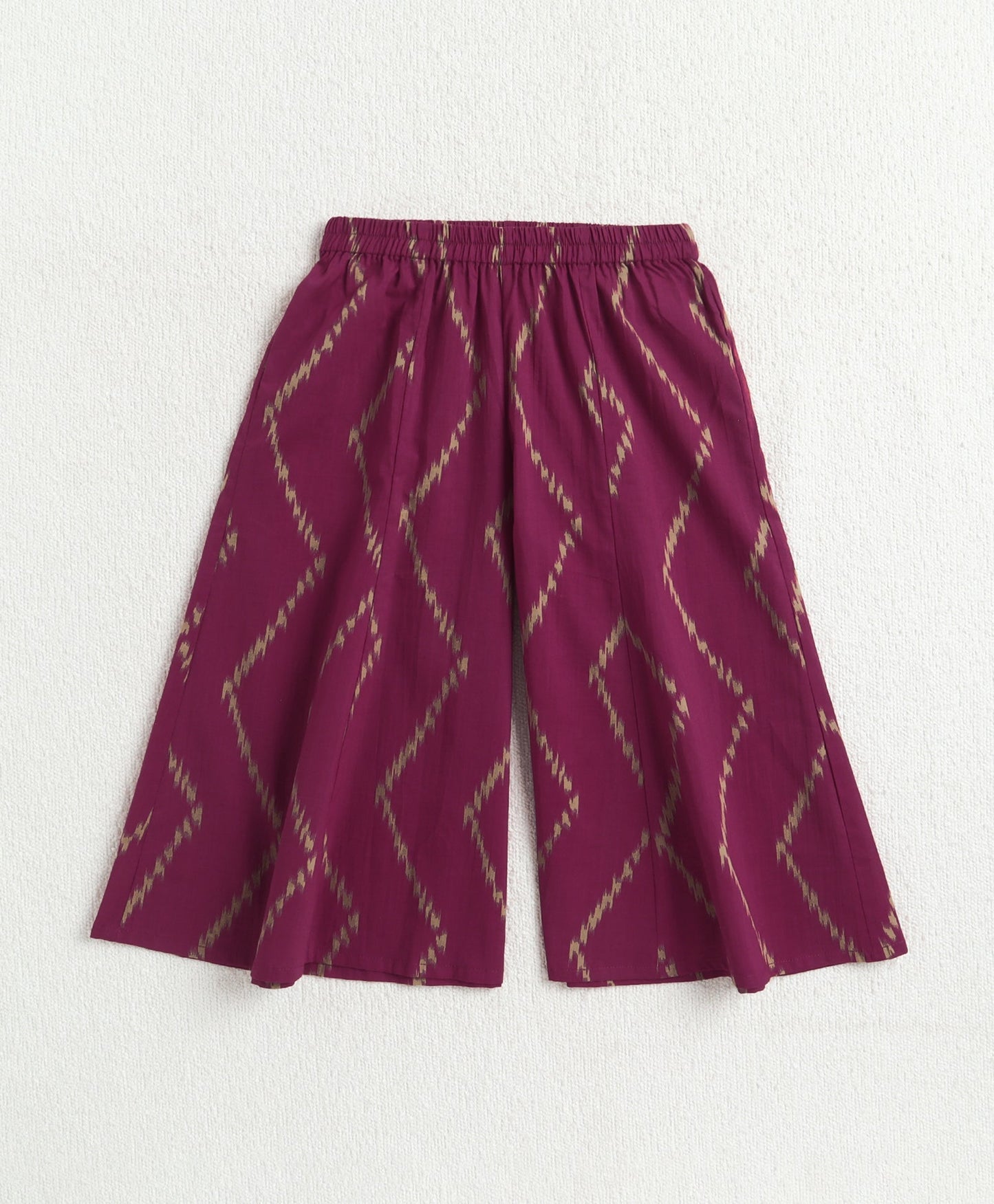 The Magic Wand Cotton Woven Sleeveless Ikat Printed Top And Palazzo Set - Purple