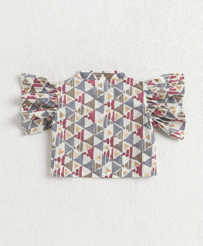 The Magic Wand Cotton Woven Flutter Sleeves Printed Top And Palazzo Set - Multi Color