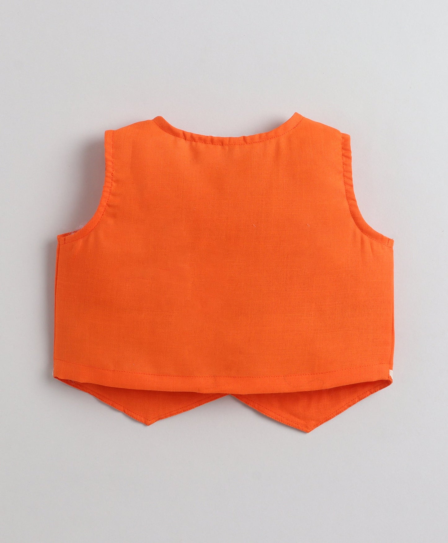 The Magic Wand Woven Sleeveless Ric Rac Waistcoat Top And Tiered Skirt Set - Orange