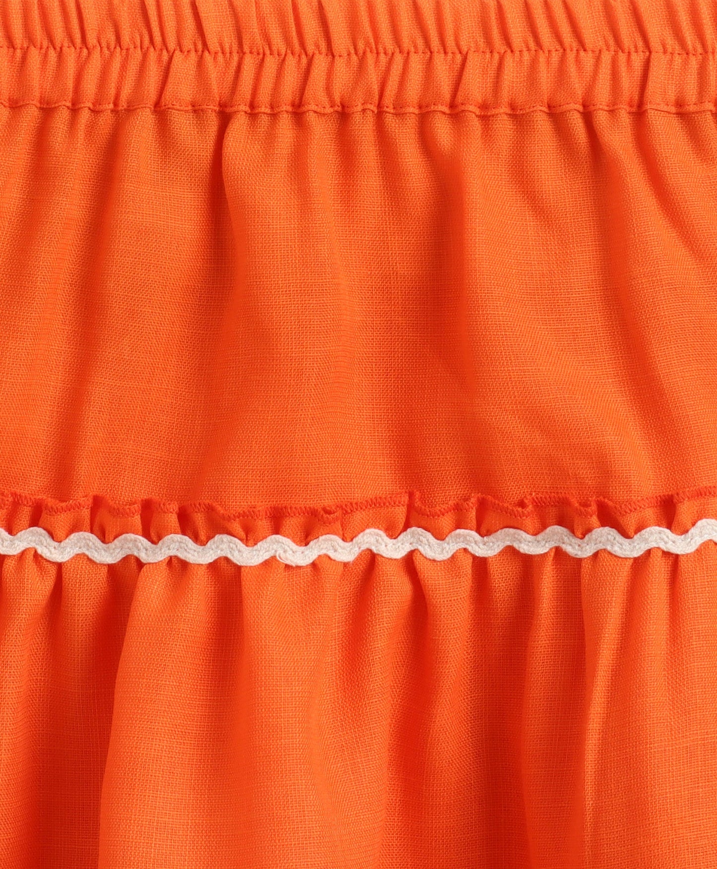The Magic Wand Woven Sleeveless Ric Rac Waistcoat Top And Tiered Skirt Set - Orange